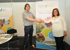 Hortidaily.com Publisher Pieter Boekhout together with Konstantina Bouman of Greekfruits.eu.