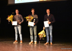 De prijswinnaars: v.l.n.r.: Piet-Jan van der Eijk (1e prijs), Sander Kofoed (3e prijs) en Roger Custers (2e prijs).