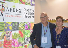 Zuid Afrikaanse producent van kruiden en eetbare bloemen Afrex. John Kowarsky en Teresa Liebenberg.